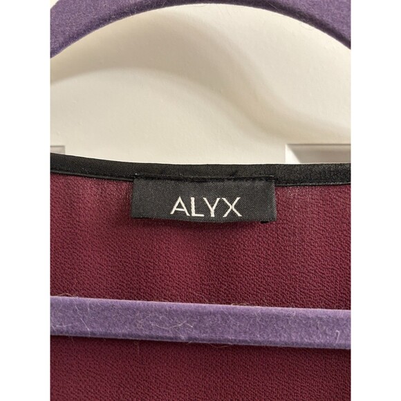 Alyx Women’s Burgundy Chiffon Top W/ Black Faux Leather Mesh Trim Sz 2X - Picture 5 of 5